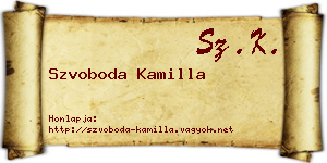 Szvoboda Kamilla névjegykártya